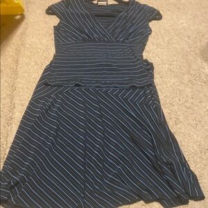Elegant Striped Black and Blue Dress